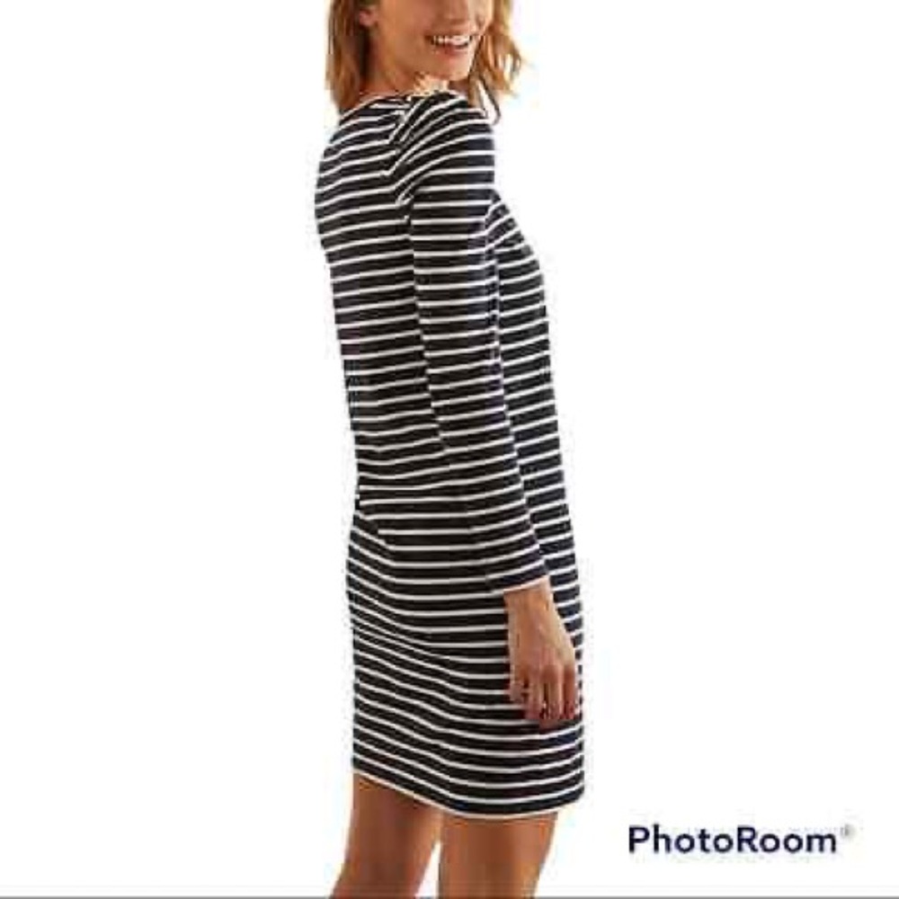 Boden Imogen Nautical Shift Dress 3/4 sleeve zip back boat neck Size 2
